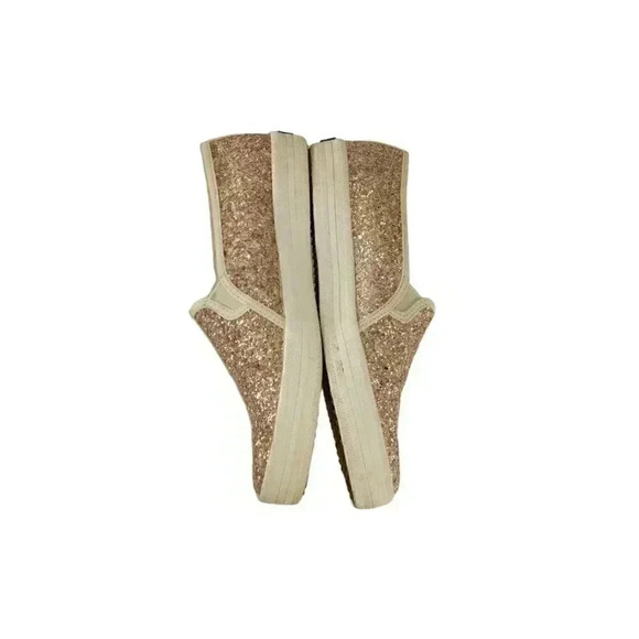 Keds Womens Flat Shoes Beige Glitters Round Toe Slip On Size 6 - Picture 3 of 11